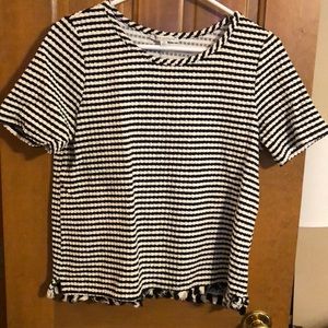 Short sleeve, black, and white shirt